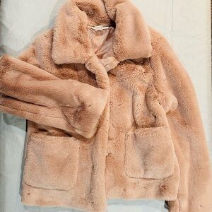 Faux Fur Coat in Blush Pink